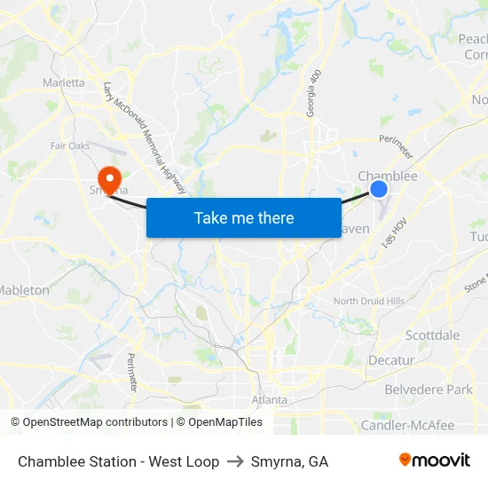 Chamblee Station - West Loop to Smyrna, GA map