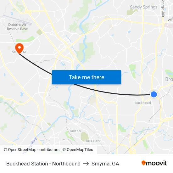 Buckhead Station - Northbound to Smyrna, GA map