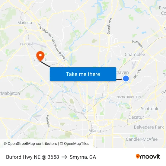 Buford Hwy NE @ 3658 to Smyrna, GA map