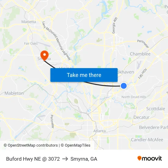 Buford Hwy NE @ 3072 to Smyrna, GA map