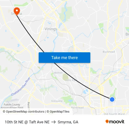 10th St NE @ Taft Ave NE to Smyrna, GA map
