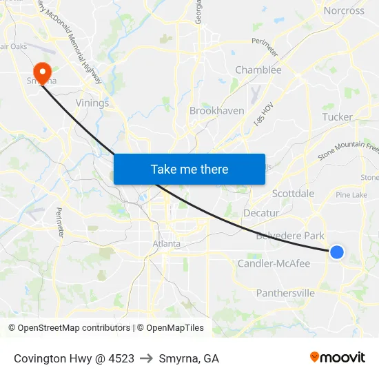 Covington Hwy @ 4523 to Smyrna, GA map