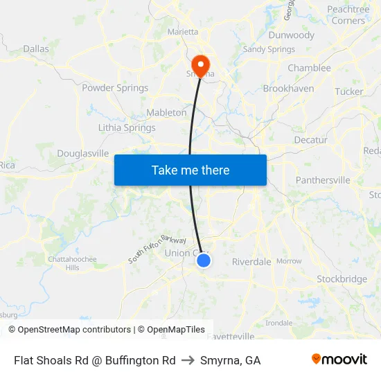 Flat Shoals Rd @ Buffington Rd to Smyrna, GA map
