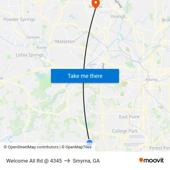 Welcome All Rd @ 4345 to Smyrna, GA map