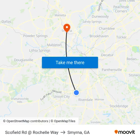 Scofield Rd @ Rochelle Way to Smyrna, GA map