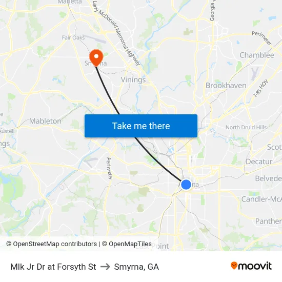 Mlk Jr Dr at Forsyth St to Smyrna, GA map