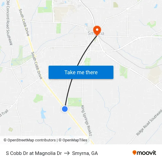 S Cobb Dr at Magnolia Dr to Smyrna, GA map