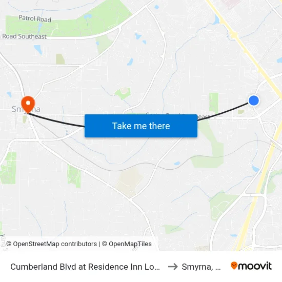 Cumberland Blvd at Residence Inn Loop to Smyrna, GA map