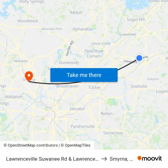 Lawrenceville Suwanee Rd & Lawrenceville to Smyrna, GA map