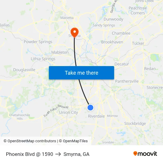 Phoenix Blvd @ 1590 to Smyrna, GA map