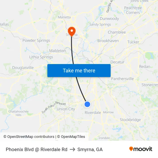 Phoenix Blvd @ Riverdale Rd to Smyrna, GA map