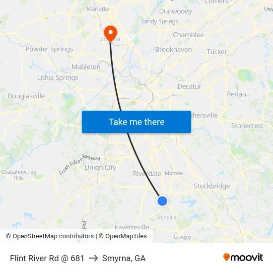 Flint River Rd @ 681 to Smyrna, GA map