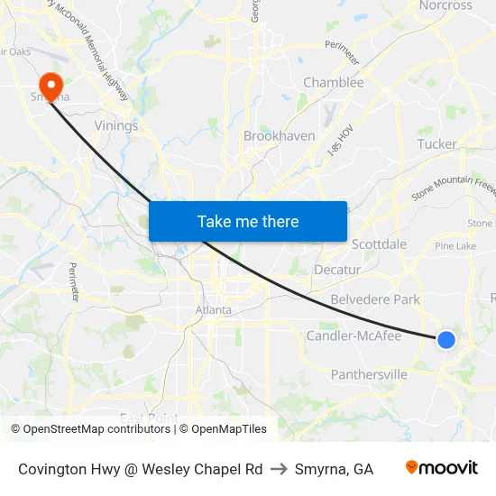 Covington Hwy @ Wesley Chapel Rd to Smyrna, GA map