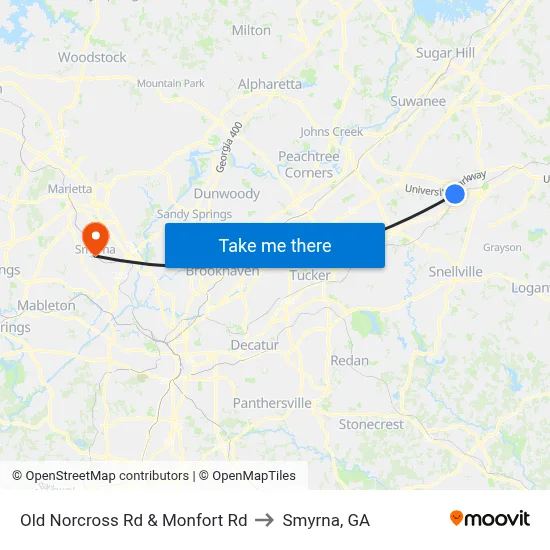 Old Norcross Rd & Monfort Rd to Smyrna, GA map
