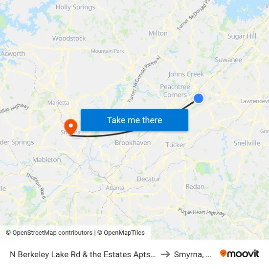 N Berkeley Lake Rd & the Estates Apts Ib to Smyrna, GA map