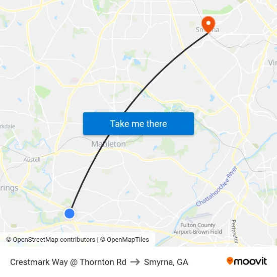 Crestmark Way @ Thornton Rd to Smyrna, GA map