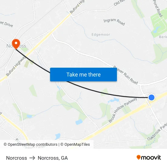 Norcross to Norcross, GA map