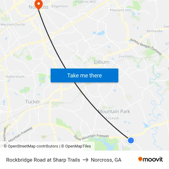 Rockbridge Road at Sharp Trails to Norcross, GA map