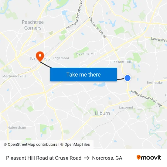 Pleasant Hill Road at Cruse Road to Norcross, GA map