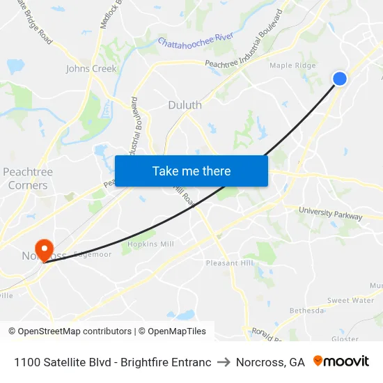 1100 Satellite Blvd - Brightfire Entranc to Norcross, GA map