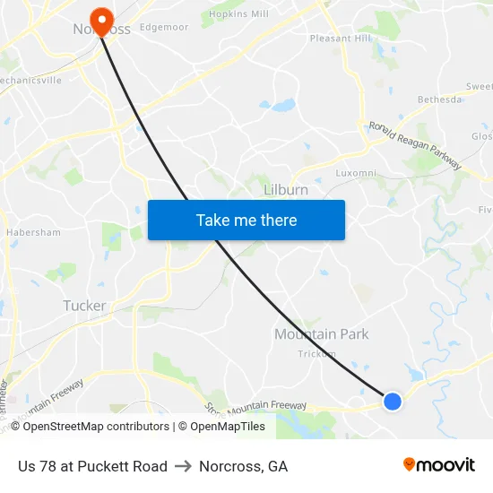 Us 78 at Puckett Road to Norcross, GA map
