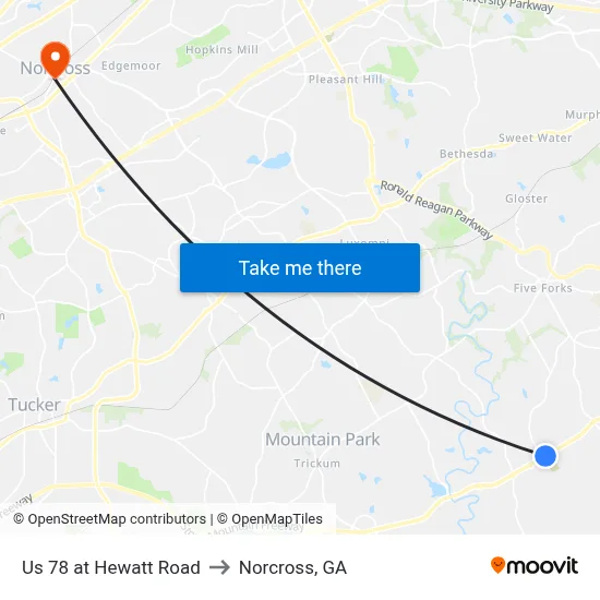 Us 78 at Hewatt Road to Norcross, GA map