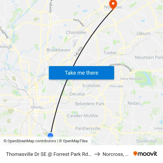 Thomasville Dr SE @ Forrest Park Rd SE to Norcross, GA map