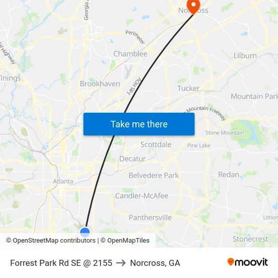 Forrest Park Rd SE @ 2155 to Norcross, GA map