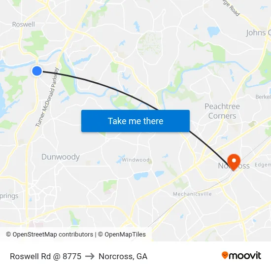 Roswell Rd @ 8775 to Norcross, GA map