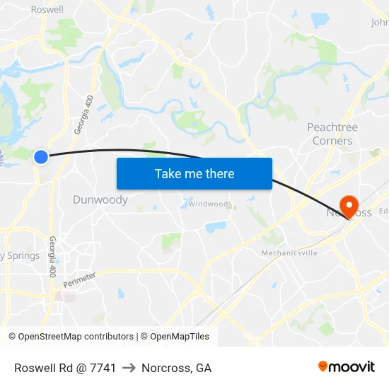 Roswell Rd @ 7741 to Norcross, GA map