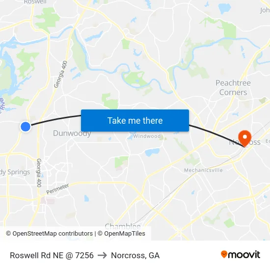 Roswell Rd NE @ 7256 to Norcross, GA map