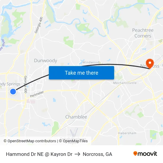 Hammond Dr NE @ Kayron Dr to Norcross, GA map