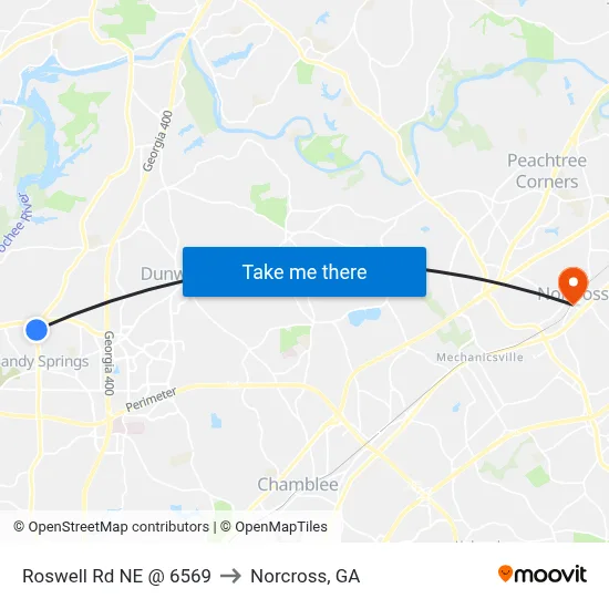Roswell Rd NE @ 6569 to Norcross, GA map