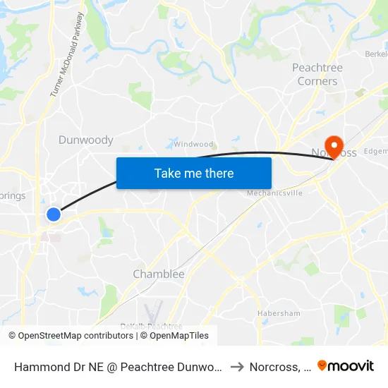 Hammond Dr NE @ Peachtree Dunwoody Rd to Norcross, GA map