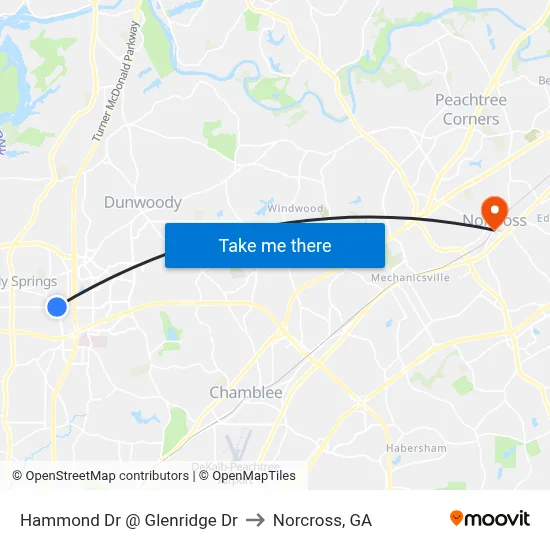 Hammond Dr @ Glenridge Dr to Norcross, GA map