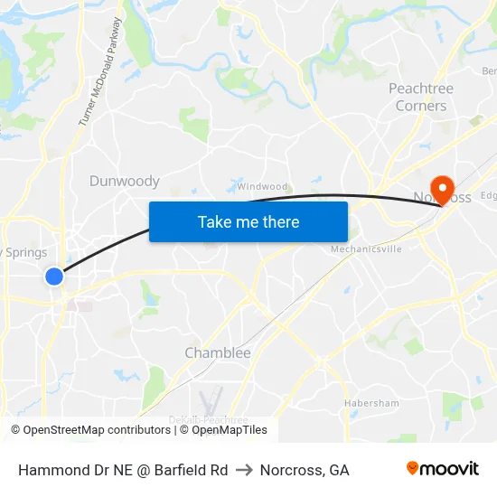 Hammond Dr NE @ Barfield Rd to Norcross, GA map