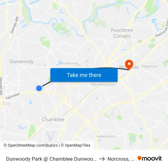 Dunwoody Park @ Chamblee Dunwoody Rd to Norcross, GA map
