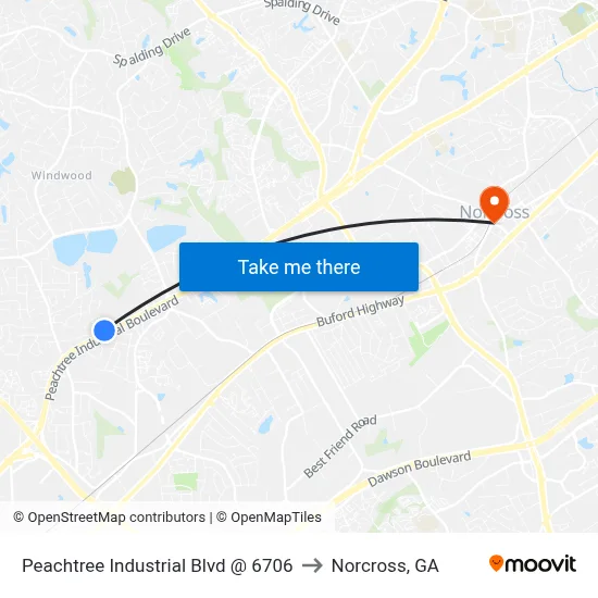Peachtree Industrial Blvd @ 6706 to Norcross, GA map