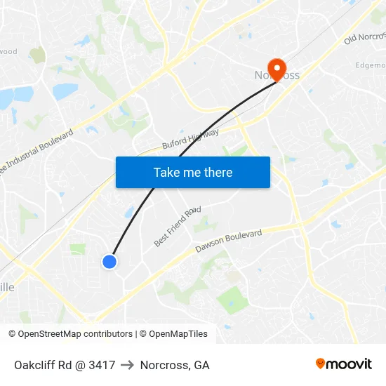Oakcliff Rd @ 3417 to Norcross, GA map