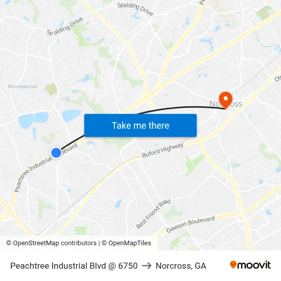 Peachtree Industrial Blvd @ 6750 to Norcross, GA map