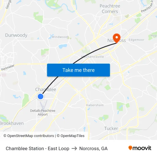Chamblee Station - East Loop to Norcross, GA map