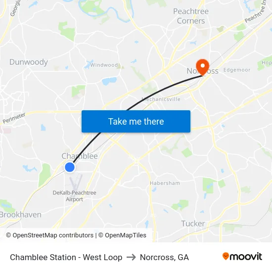 Chamblee Station - West Loop to Norcross, GA map