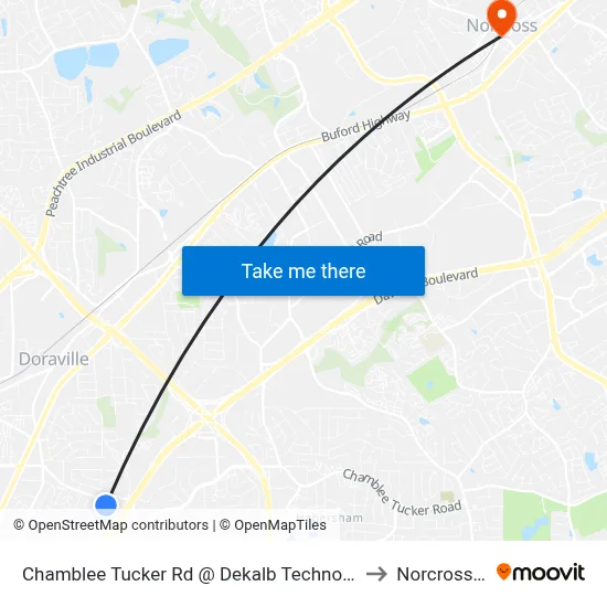 Chamblee Tucker Rd @ Dekalb Technology Pkwy to Norcross, GA map