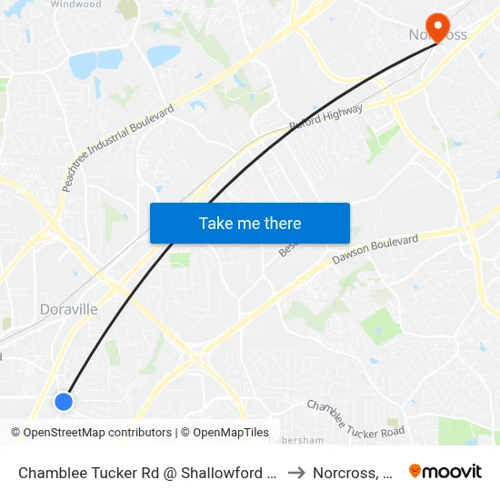 Chamblee Tucker Rd @ Shallowford Rd to Norcross, GA map
