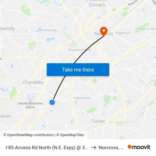 I-85 Access Rd North (N.E. Expy) @ 3355 to Norcross, GA map