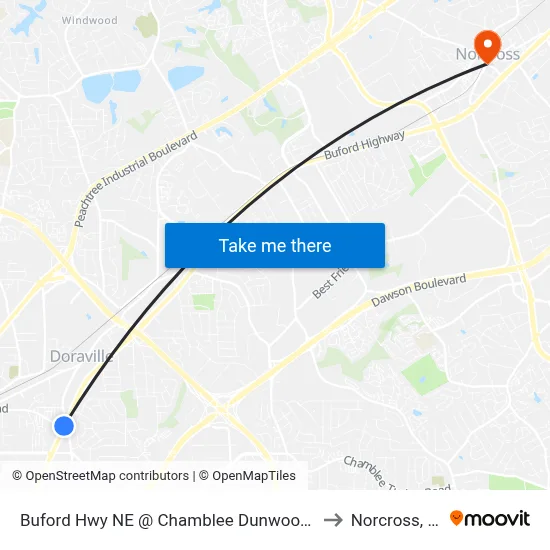 Buford Hwy NE @ Chamblee Dunwoody Rd to Norcross, GA map