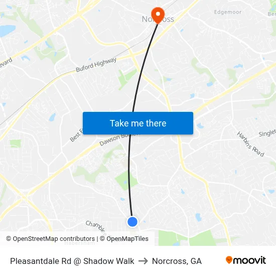 Pleasantdale Rd @ Shadow Walk to Norcross, GA map