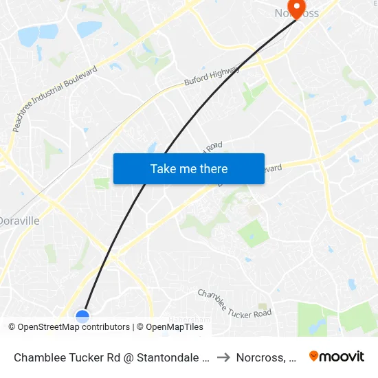 Chamblee Tucker Rd @ Stantondale Dr to Norcross, GA map