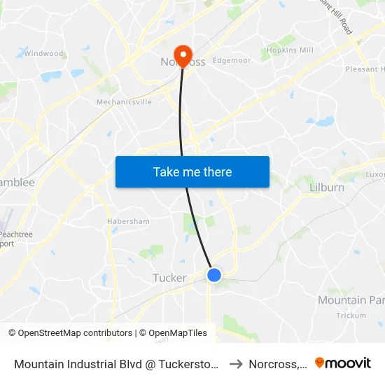 Mountain Industrial Blvd @ Tuckerstone Pkwy to Norcross, GA map