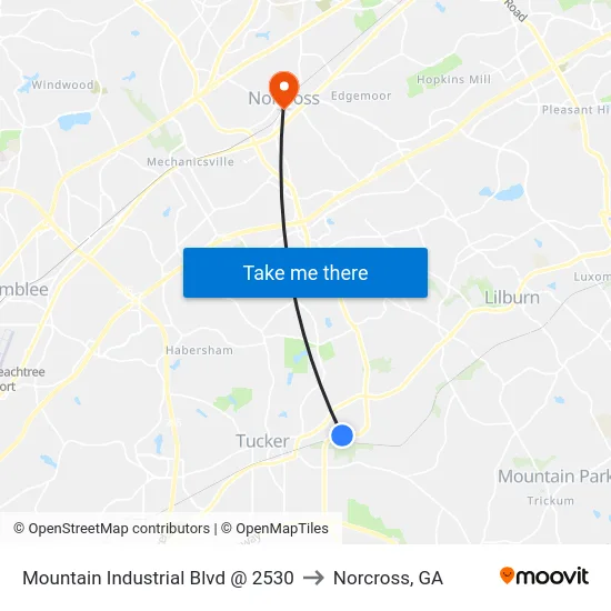 Mountain Industrial Blvd @ 2530 to Norcross, GA map